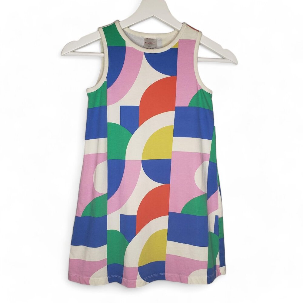 Hanna Andersson Girls Modern Geo Multi Color Tank Dress 6 to7 - Picture 1 of 7